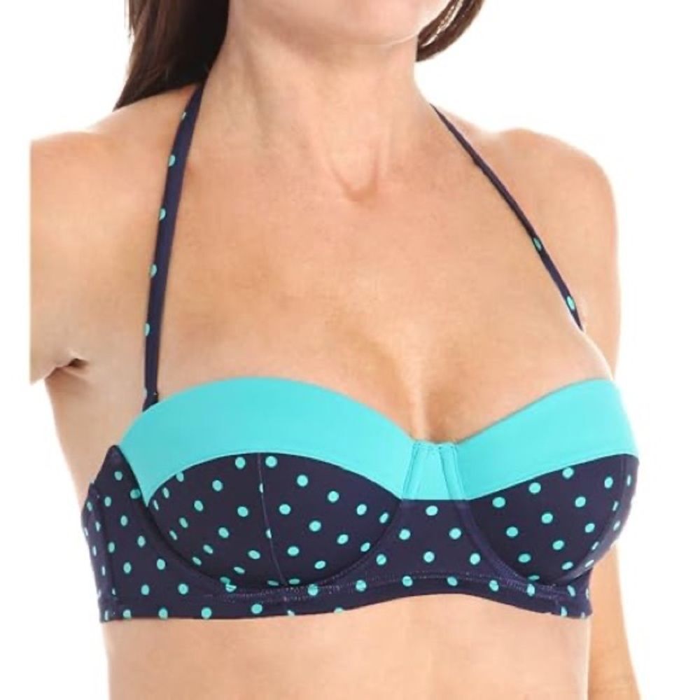 NWT Spanx Retro Balconette Bra Navy Splash Polka Dot Size 14